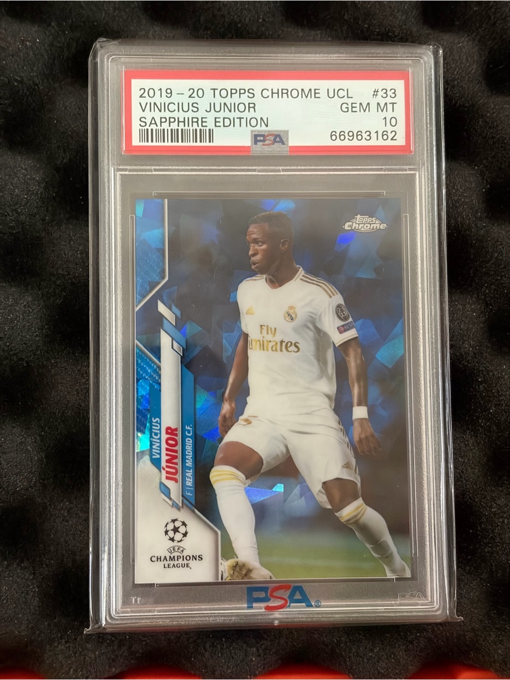 2019 Topps Chrome Sapphire Vinicius Junior #33 Real Madrid PSA 10 GEM MINT